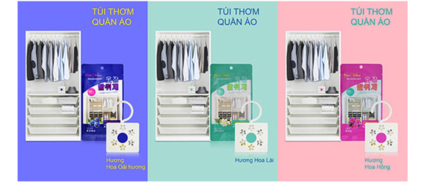 Túi Thơm Treo, Khử Mùi Tủ Quần Áo New Mee Deodorant Hàn Quốc
