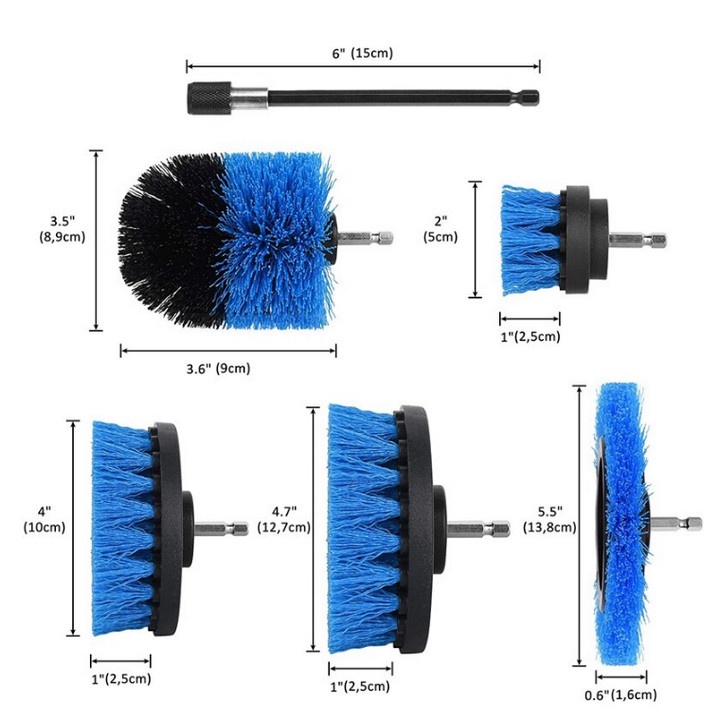 Bộ Bàn Chải Vệ Sinh Gắn Máy Khoan Blue Electric Brush Euro