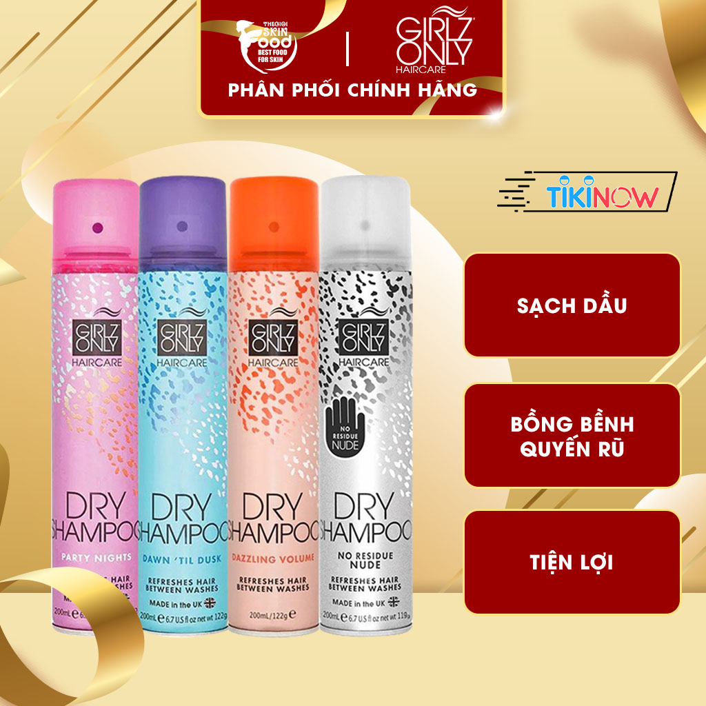 Dầu Gội Khô Girlz Only Dry Shampoo (Party Nights/ Dawn Til Dusk/ Dazzling Volume/ No Residue Nude