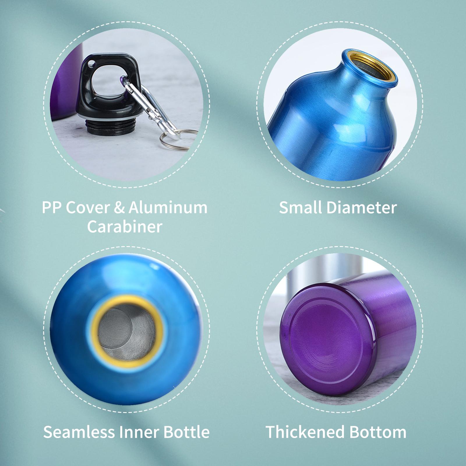 750mL Water Bottles with Carabiner Portable Aluminum Water Bottle Reusable Leakproof Water Jug for Outdoor Sports