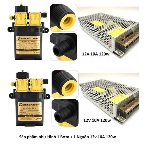 Máy bơm đôi 12v 24v 220v tăng áp hồi lưu tự ngắt Sinleader DP16 phun thuoc, phun sương, tưới cây lan, rửa xe 20l/phút