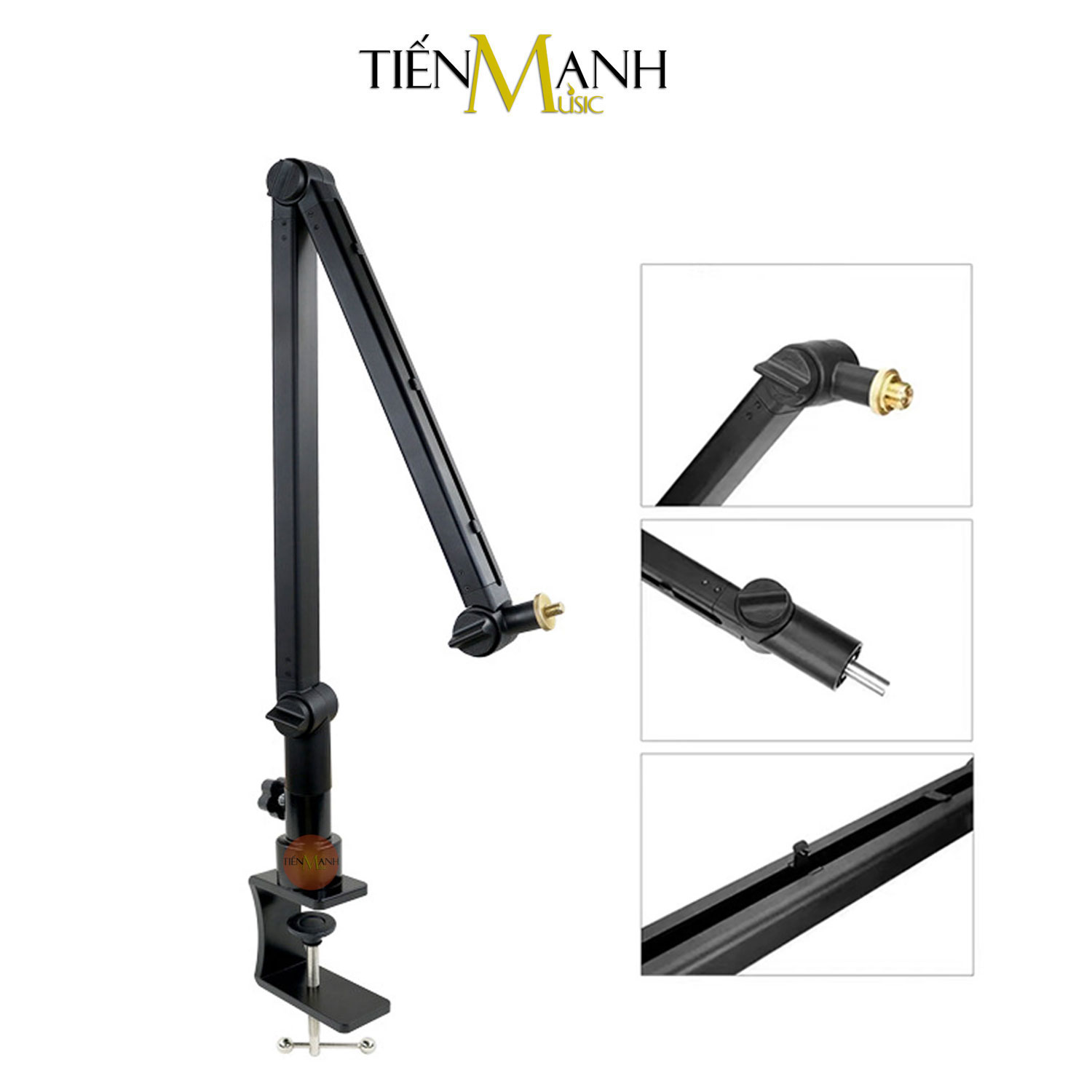 Chân Micro Kẹp Bàn Boom Arm Dr.Mic 2A (Chuyên Nghiệp) - Giá Đỡ Đế Mic Stand Microphone Thu Âm LiveStream Hàng Chính Hãng - Kèm Móng Gẩy DreamMaker