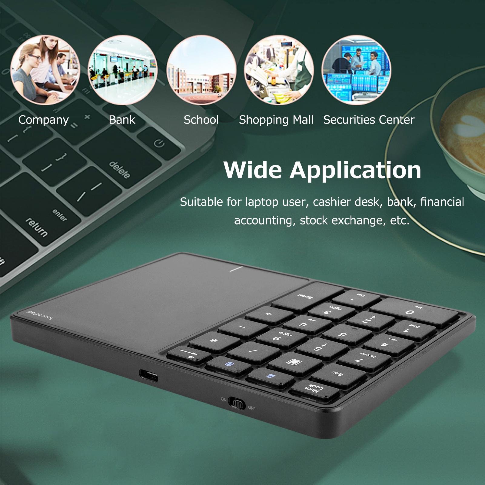 FZ-BT14 2.4G+BT4.2 Wireless Dual-mode Numeric Keyboard 22 Keys Financial Accounting Office Keyboard with Touchpad