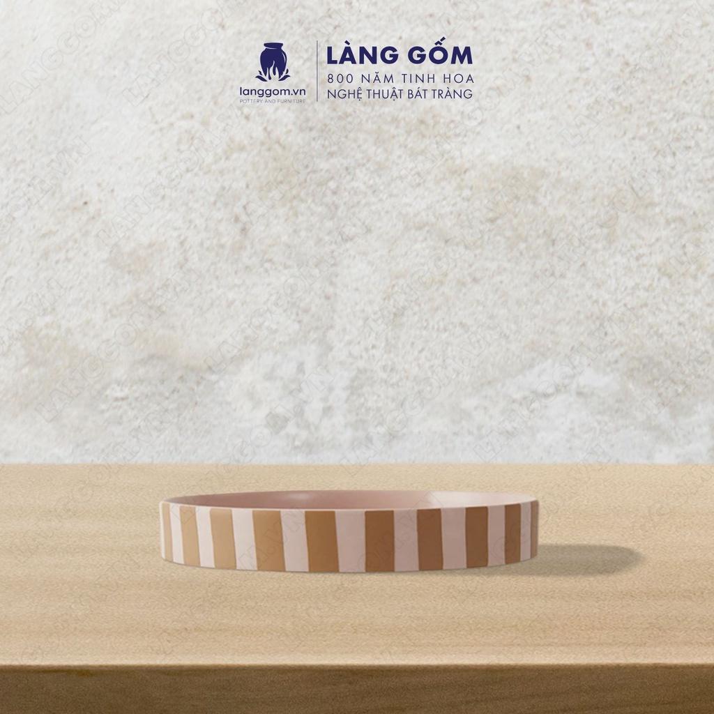 Đĩa gốm sứ cao cấp đựng bánh kẹo kiểu kẻ sọc - Gốm sứ Bát Tràng