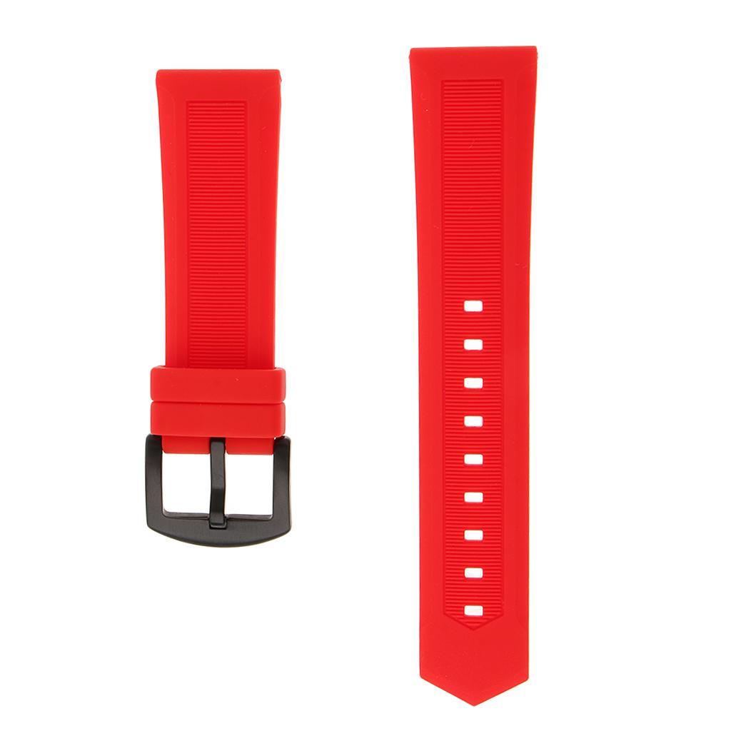 Red Silicone Rubber Wristband Watch Strap Band Replace Accessories 19mm