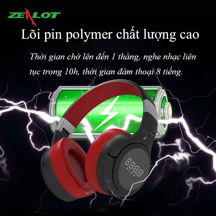 Tai nghe bluetooth chụp tai Zealot hàng chính hãng kết nối ổn định, âm bass siêu trầm đeo lâu không gây đau tai