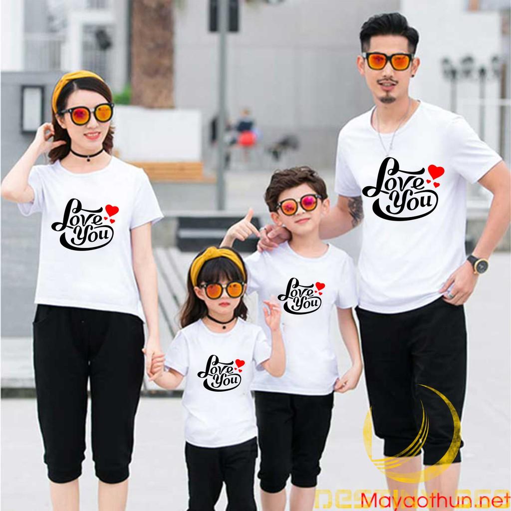 ÁO THUN GIA ĐÌNH SIÊU DỄ THƯƠNG - ÁO THUN IN CHỮ LOVE - ÁO THUN MÀU TRẮNG - ÁO THUN FREE SHIP
