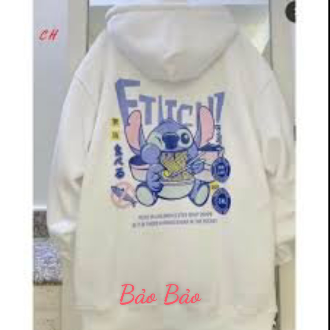 Áo nỉ hoodie nam nữ form rộng, in hình con thỏ ăn mì