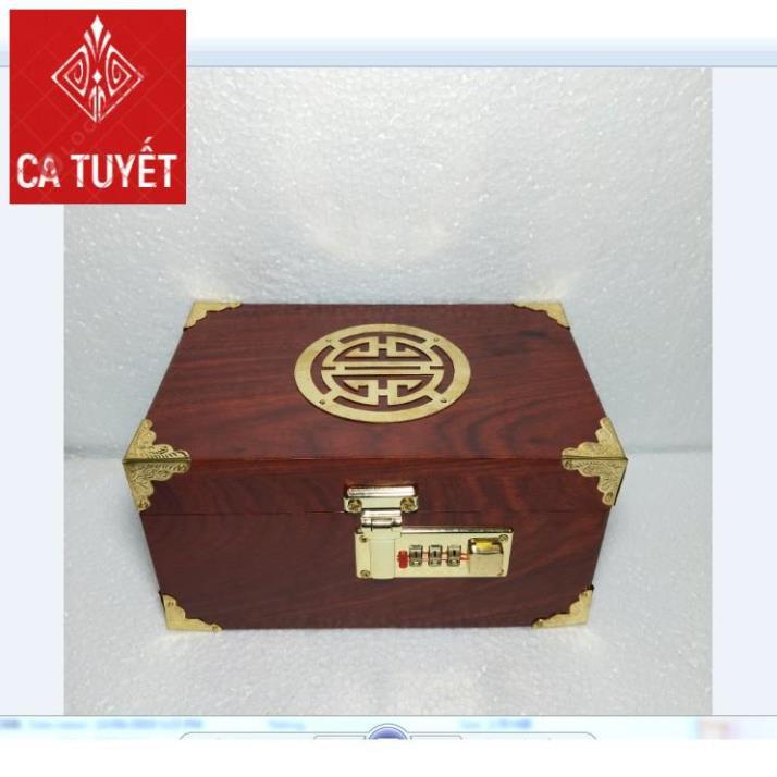 HỘP ĐỰNG TRANG SỨC, HỘP ĐỰNG CON DẤU GỖ HƯƠNG SIZE 19cm KHÓA MÃ SỐ - ẢNH THẬT