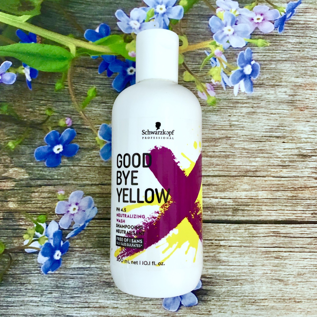 Dầu gội tím khử ánh vàng cho tóc trắng bạch kim Schwarzkopf Goodbye Yellow PH 4.5 Neutralizing Wash Shampooing 300ml