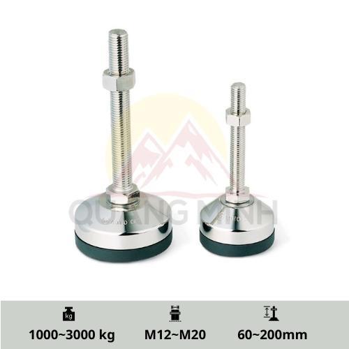 A-MZR/A-MZSR - Chân tăng chỉnh chiều cao, inox 304, chịu lực, đế cao su M12, M16, M20 cao cấp tiêu chuẩn Hàn Quốc