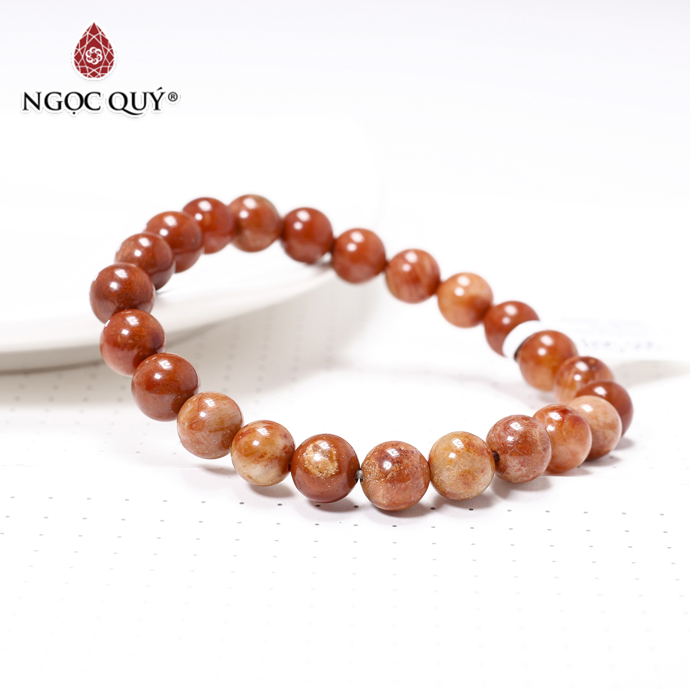 Vòng tay trơn đá san hô hóa thạch mệnh hỏa, thổ - Ngọc Quý Gemstones