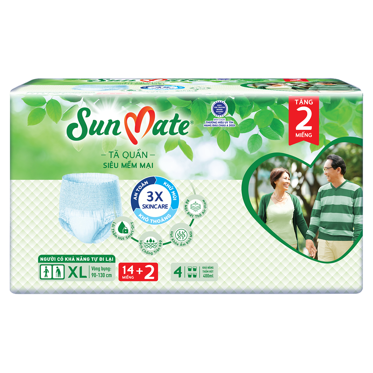 [Mẫu mới] Tã quần SunMate siêu mềm mại G1 mới size XL-14+2 miếng