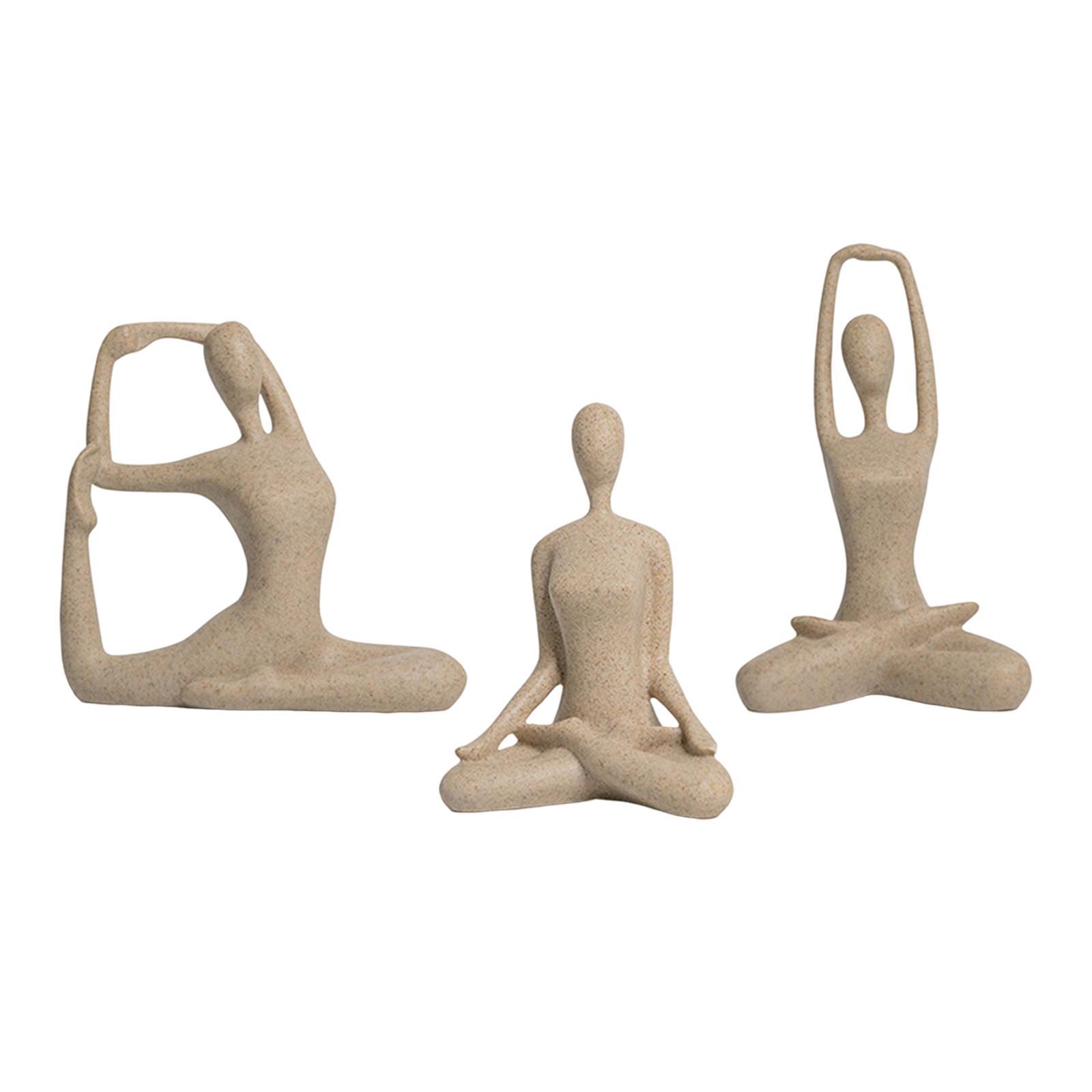 3Pcs Yoga Pose Statue Figurine Holiday Office Decor Yoga Figure Sculpture