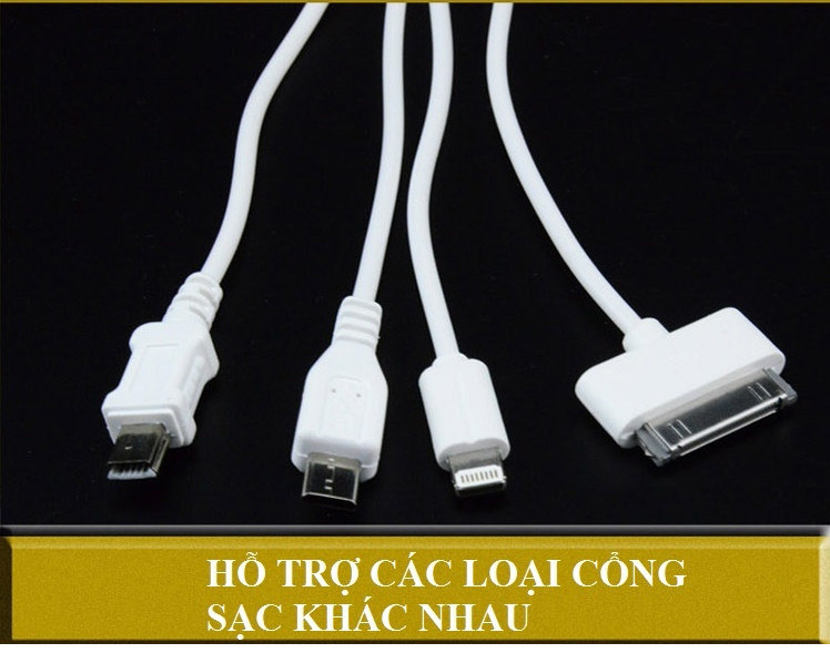 Sạc 5 cổng đa năng chuyên dụng cho điện thoại, ipad, tab trên oto xe hơi (Trắng)