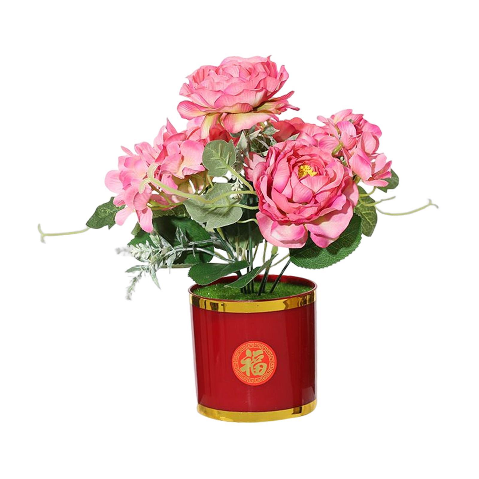 Artificial Flowers in Pot Simulation Flower Bonsai Bouquet for Home Decor