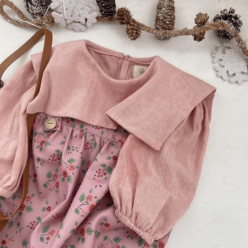 P'ti chou - Váy Yếm Body Yếm Nhung Hoa Cho Bé Gái Từ 6m