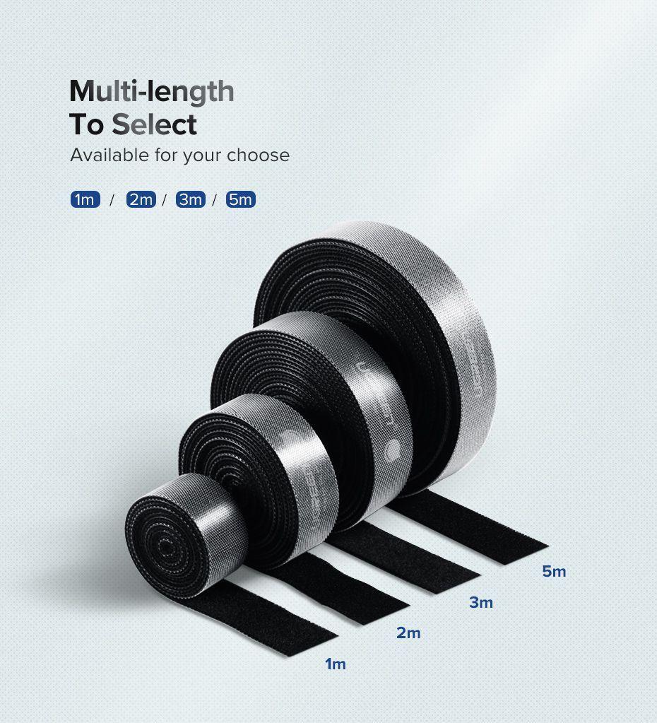 Ugreen UG60485LP124TK 5M cỡ 15mm băng dán Velcro màu đen ngang 1.5cm - HÀNG CHÍNH HÃNG