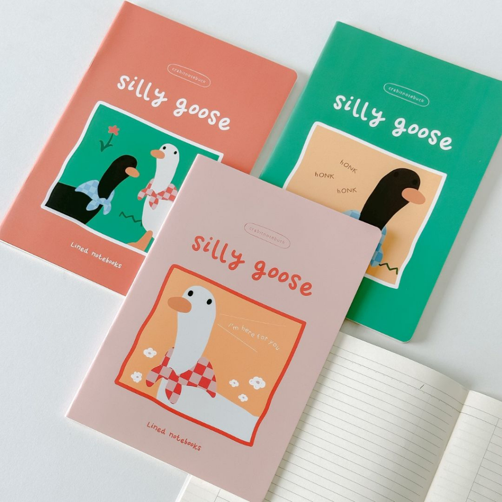 Vở học sinh - Vở kẻ ngang - 80 trang -  hoạ tiết ngỗng vịt cute pastel Crabit Silly Goose