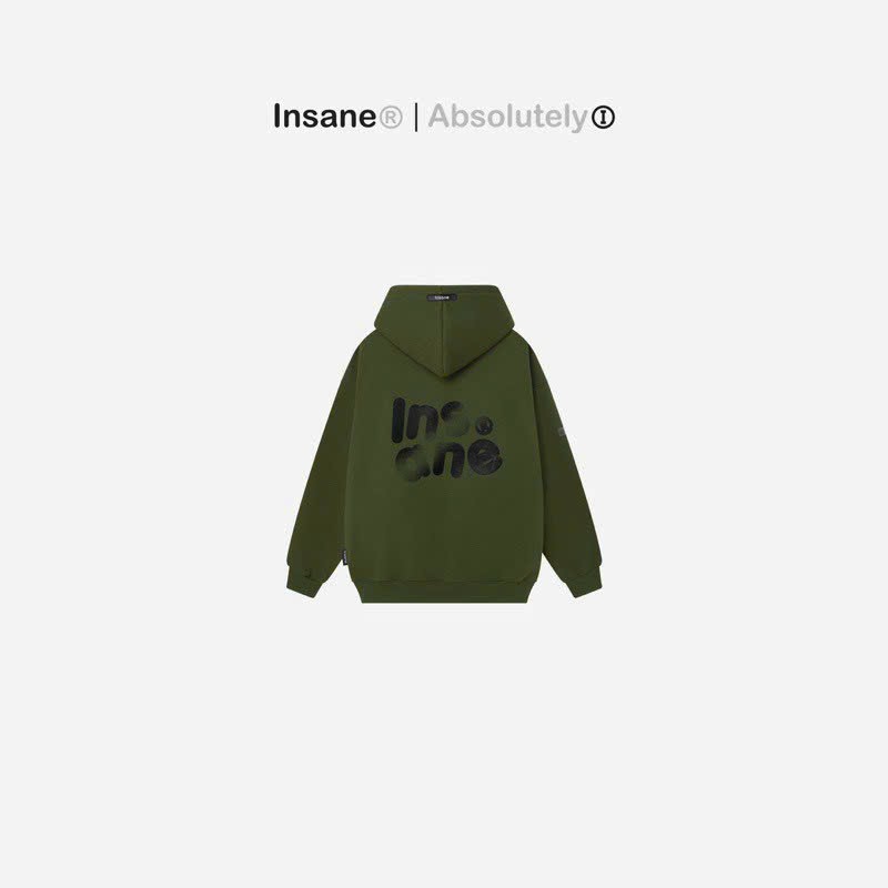 áo hoodie in chữ nối mới về insane màu xanh rêu unnerse of freaay nón rộng 2 lớp from rộng unisex ulzzang, áo khoác hoodie cặp đôi nam nữ phong cách cá tính hàn quốc dễ phối đồ