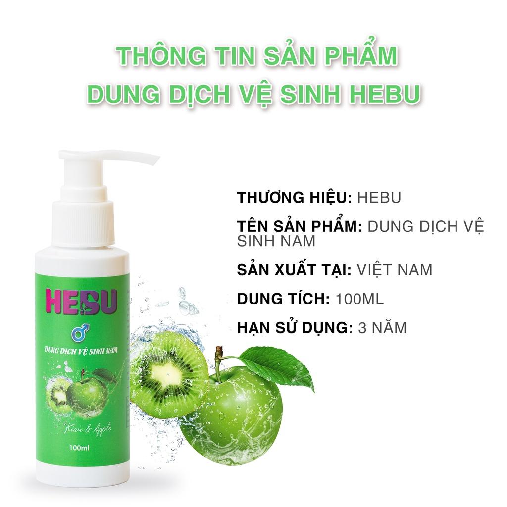 Dung dịch vệ sinh nam HEBU dạng gel hương táo kiwi giúp khử mùi tự nhiên lành tính và hỗ trợ giảm viêm ngứa chai vòi nhấn 100ml