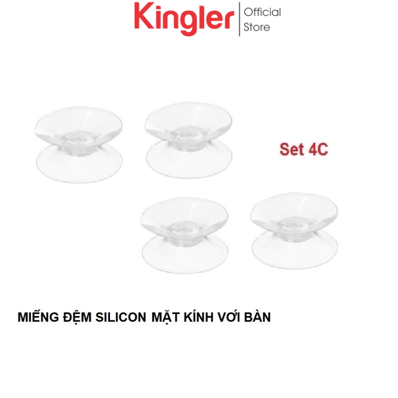 4 Đệm Hít Silicon Giữa Kính Và Mặt Bàn, Miếng Đệm Kê Kính Mặt Bàn, Chống Xê Dịch Và Trơn Trượt Mặt Kính. Kingler 5507