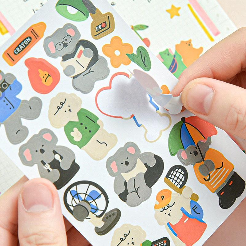 Miếng sticker gấu dán trang trí, dễ thương Hàn Quốc