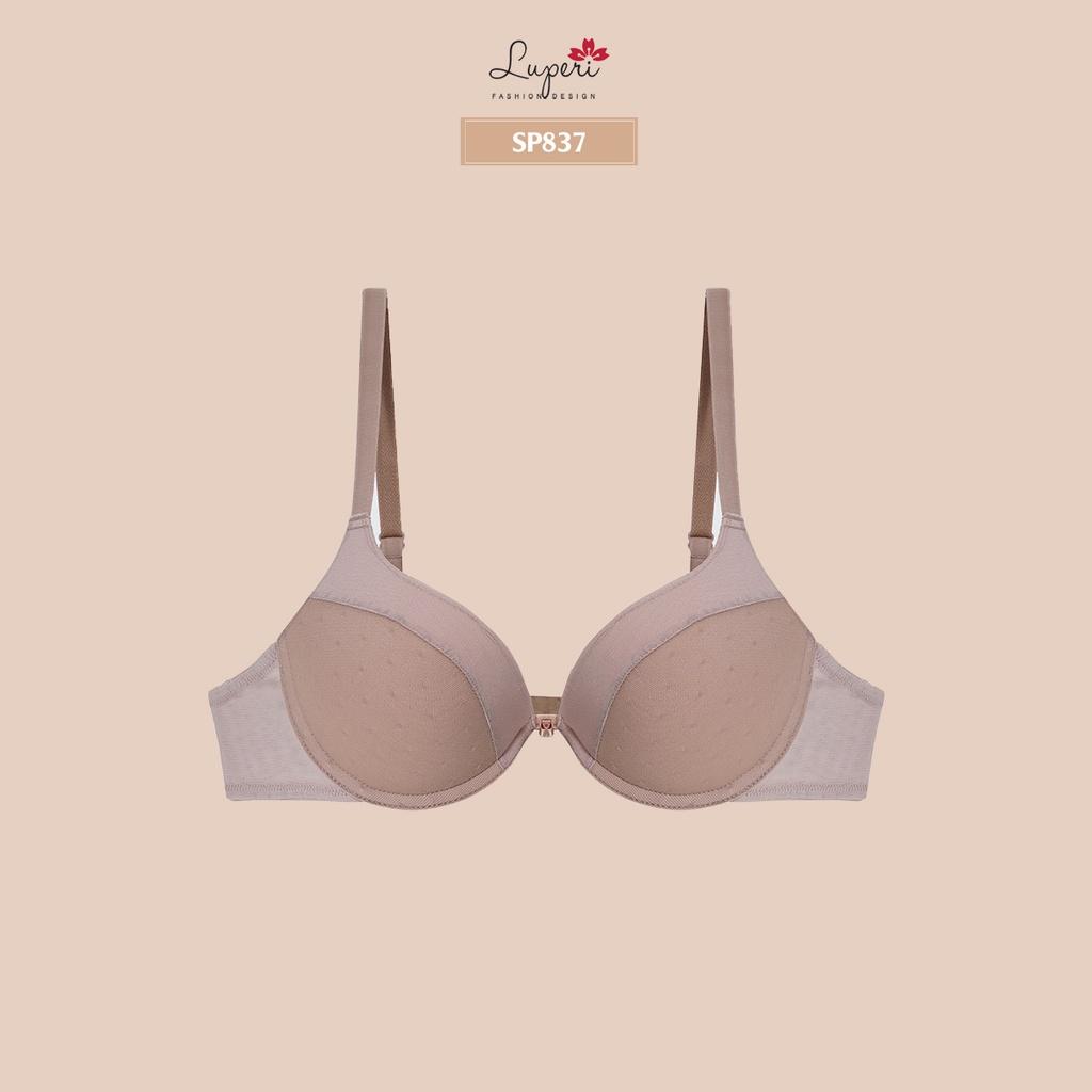 Áo Lót Nâng Ngực Nữ cao cấp LUPERI SP837 có gọng đệm vừa quả ngang ren lưới thoáng mát bản 2 móc trẻ trung chắc chắn