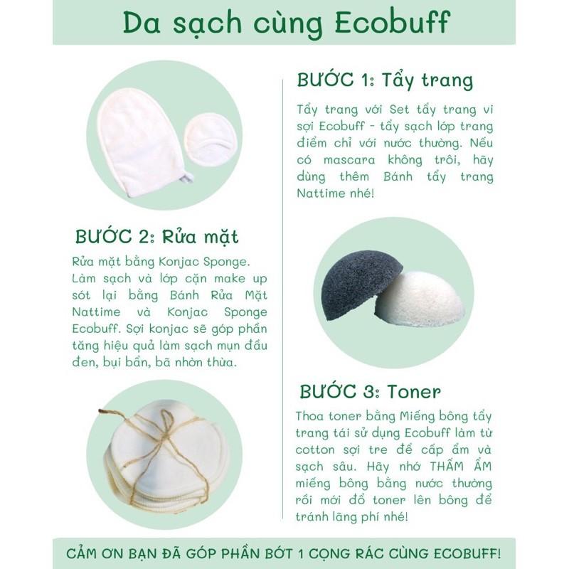 Bọt biển rửa mặt Ecobuff Konjac Sponge miếng mút bông nở xốp Nhật Bản sạch dịu nhẹ cho mọi làn da, thân thiện môi trường