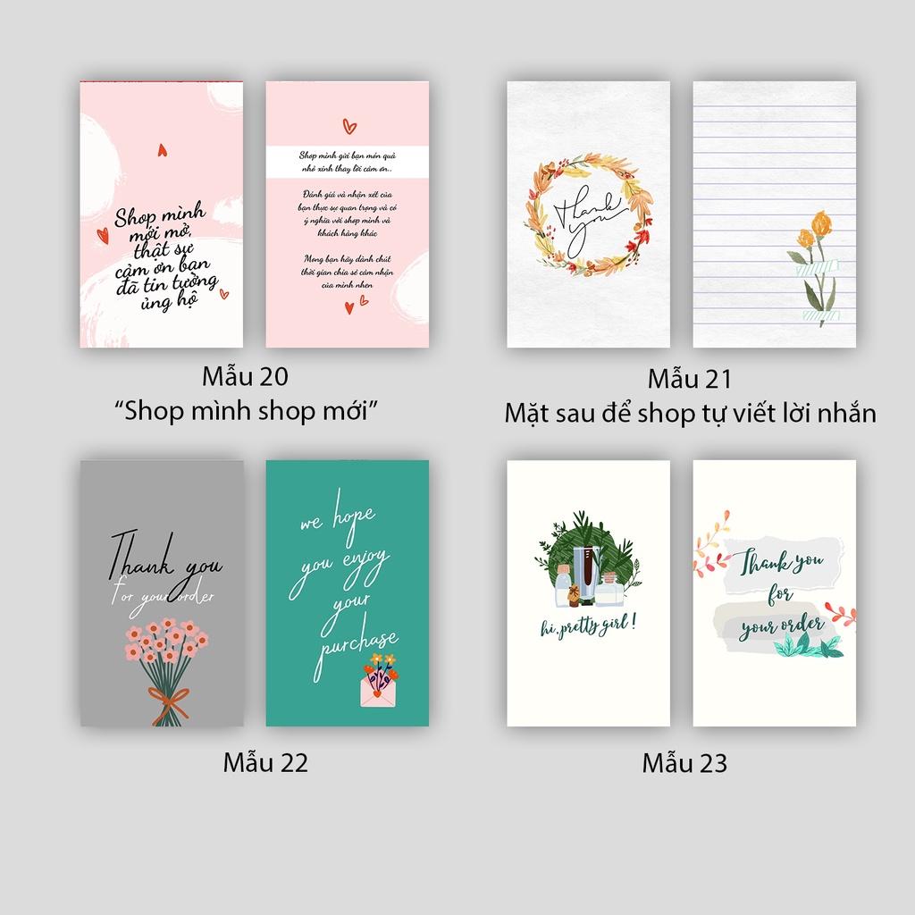 Hộp 100 card cám ơn, card Thank you sáng tạo độc đáo hợp trend (8 mẫu) dành riêng cho shop bán hàng