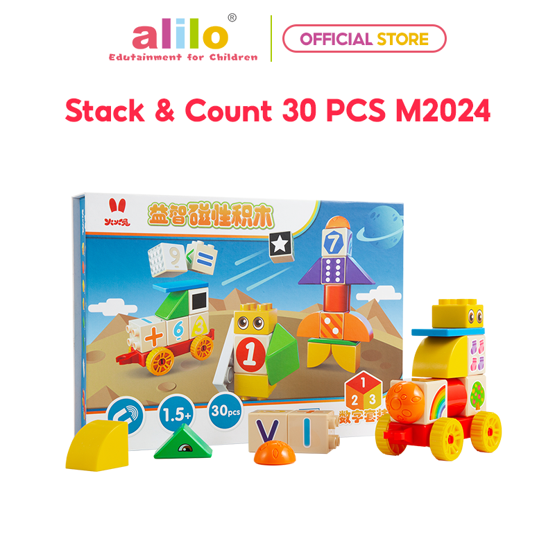 Đồ chơi lắp ráp giáo dục từ tính Logic Alilo Magnetic Building Blocks - Stack &amp; Count M2024 (30pcs) - Hỗ trợ phát triển - Hàng chính hãng - An toàn chất lượng quốc tế