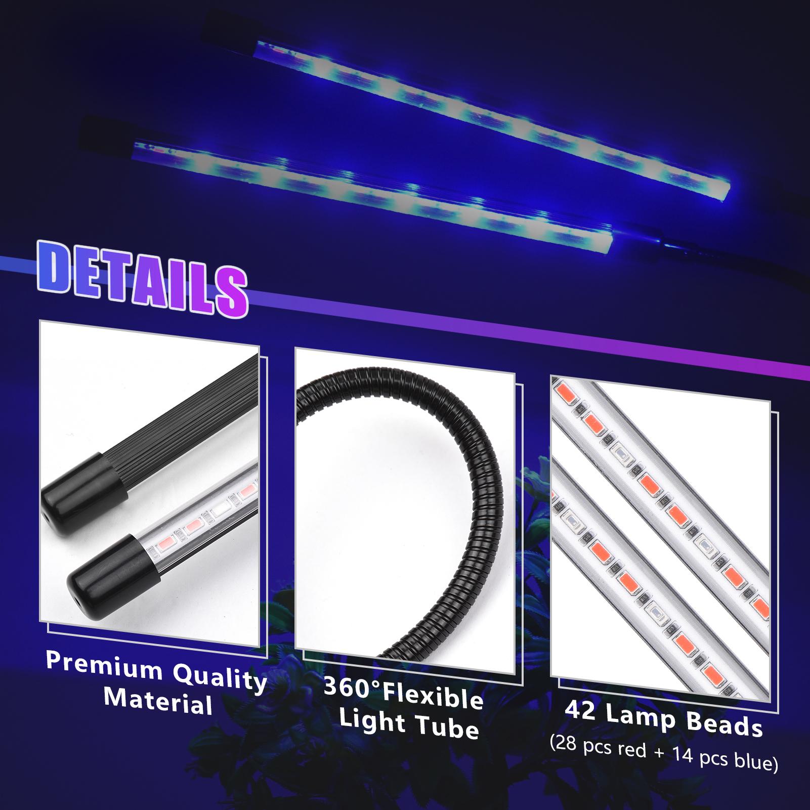 Đèn Quang Hợp Dải Đèn 42 Đèn Led Cho Cây Trồng 10 Mức Độ Mờ 3/9 / 12H Hẹn Giờ 3 Chế Độ Chiếu Sáng
