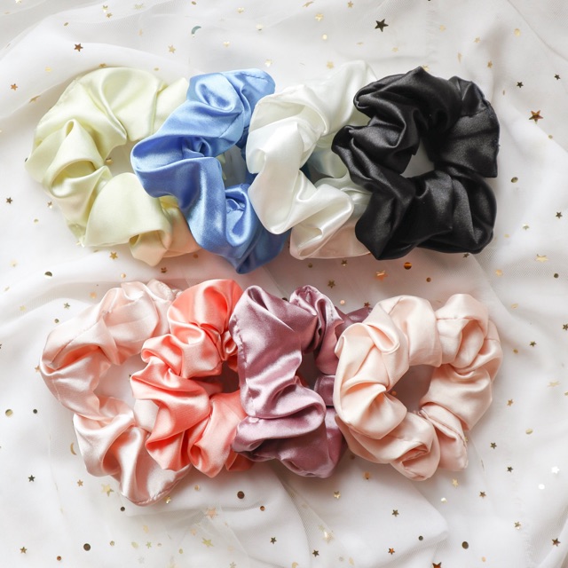 Combo 2 Dây Chun Buộc Tóc Scrunchies Vải Lụa Xinh Xắn