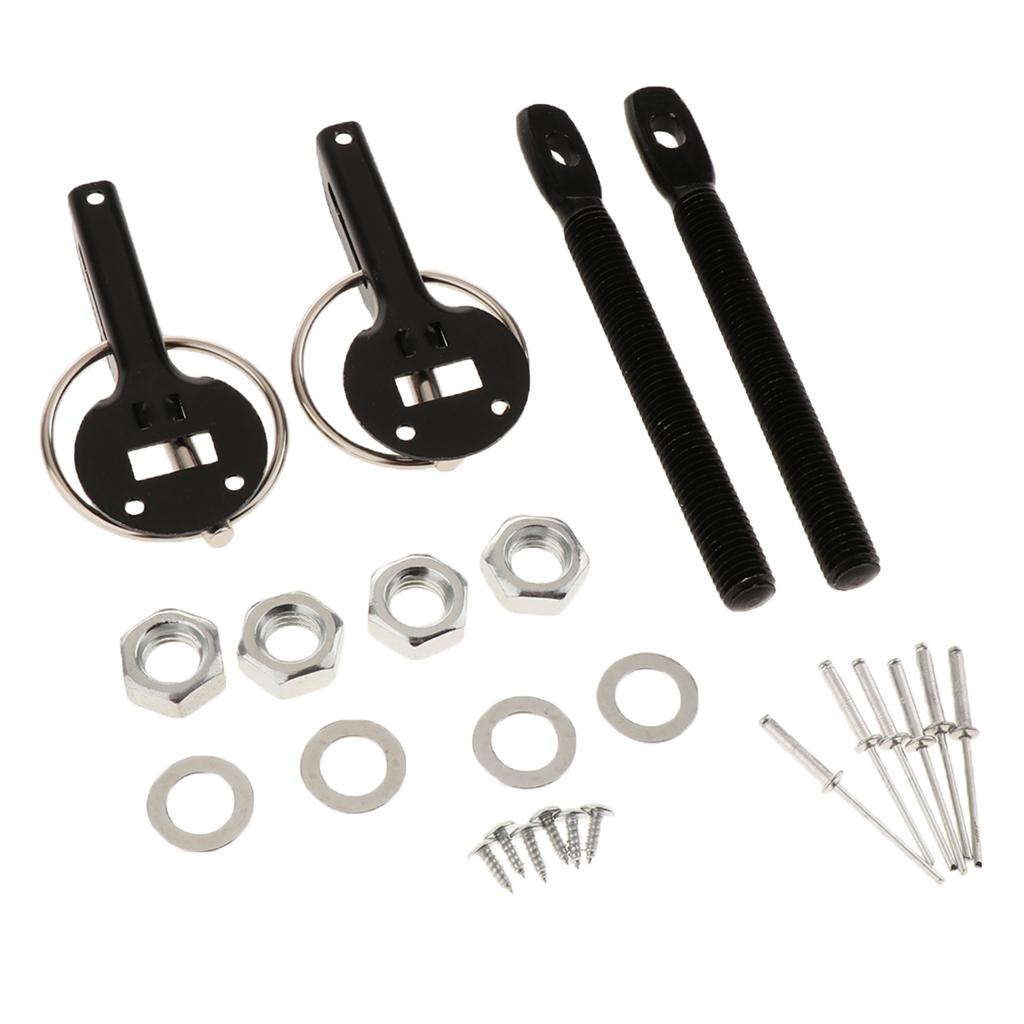 2xUniversal Car Bonnet Hood Pin Pins Key Lock Latch Catch Locking Fasten Kit