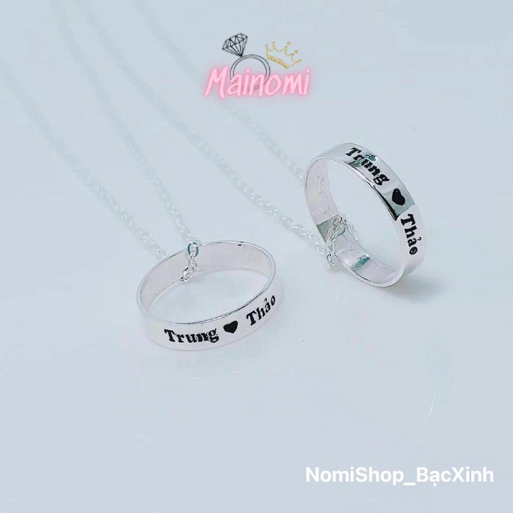 Nhẫn Khắc tên có thể làm mặt dây chuyền Mainomi_Shop Bạc Xinh