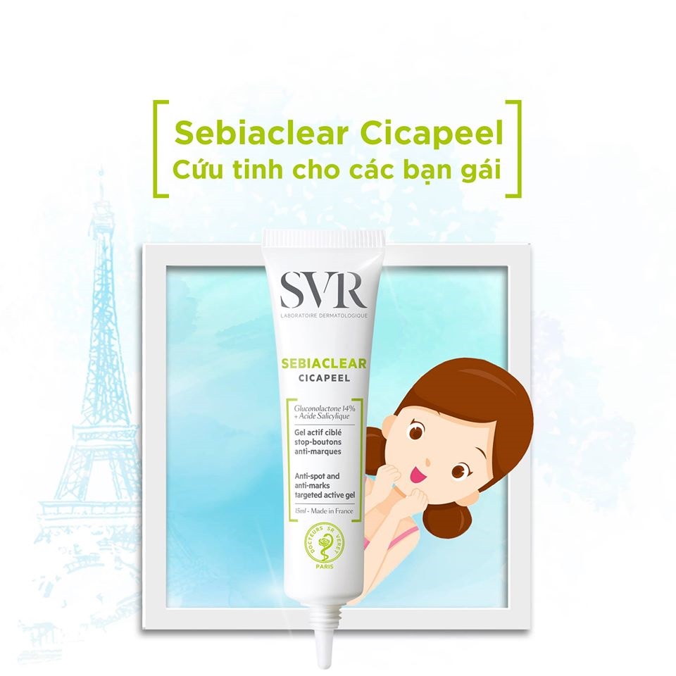 Gel Hỗ Trợ Trị Mụn SVR Cicapeel 15ml + Tặng Kèm 1 Móc Khóa Hình Tour Eiffel Viền Đỏ