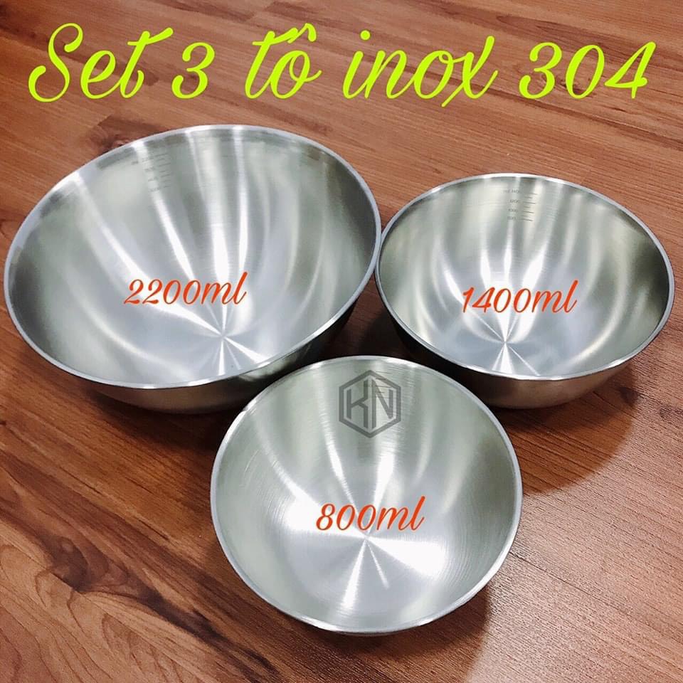 Combo 3 bộ tô inox 304