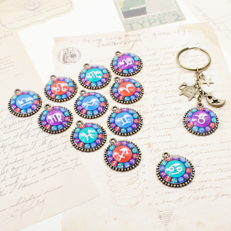 Móc khóa 12 cung hoàng đạo Zodiac tông xanh dương 06646-M14