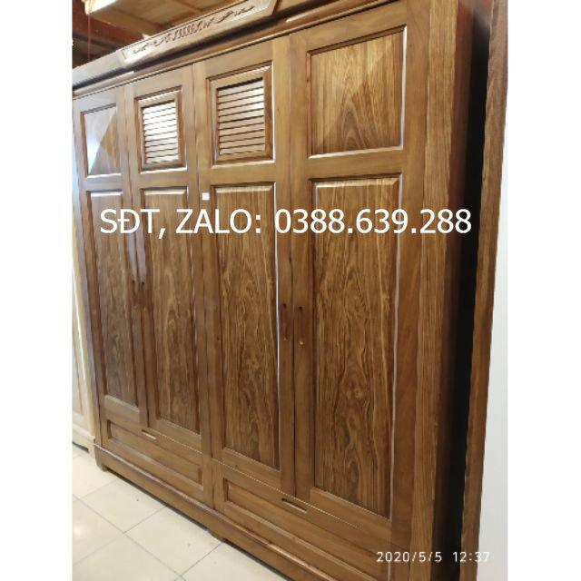 Tủ áo 4 cánh gỗ Hương Xám