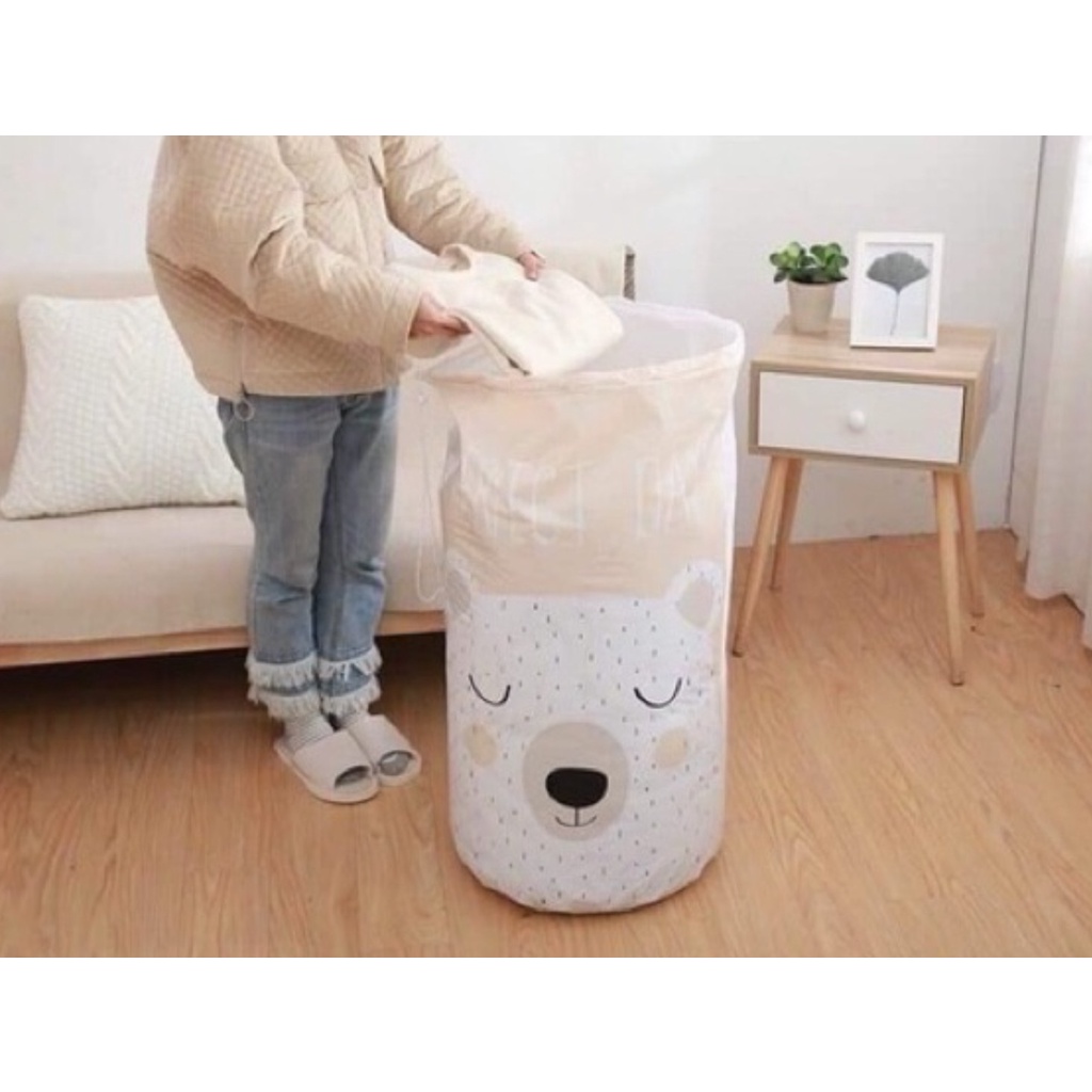 Túi đựng chăn màn, quần áo hình trụ đứng cỡ lớn , có dây rút chống thấm nước bụi bẩn hình thú cute