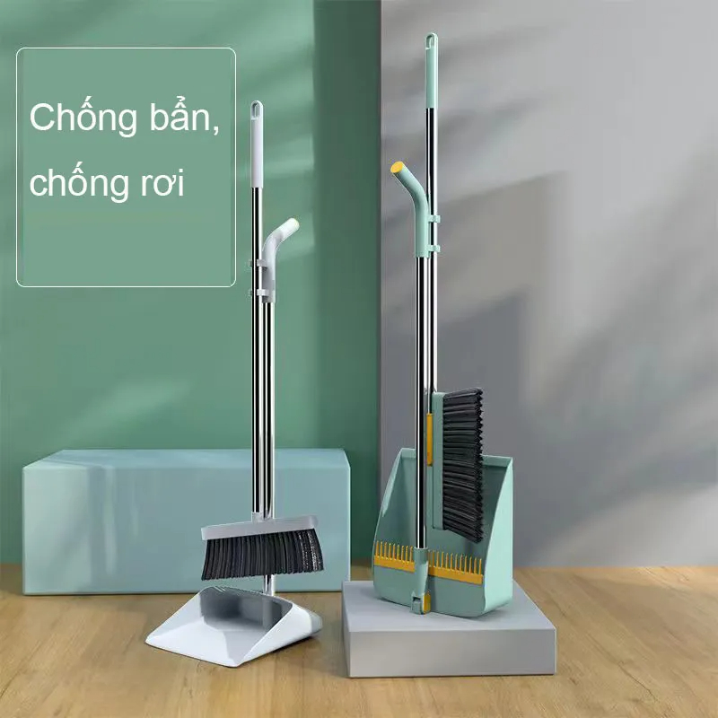 Bộ Chổi Quét Nhà Kèm Hốt Rác Cán Dài 2 trong 1 tiện Lợi, Chổi Quét Nhà Kèm Hót Rác Thông Minh, Cao Cấp - Hàng Chính Hãng