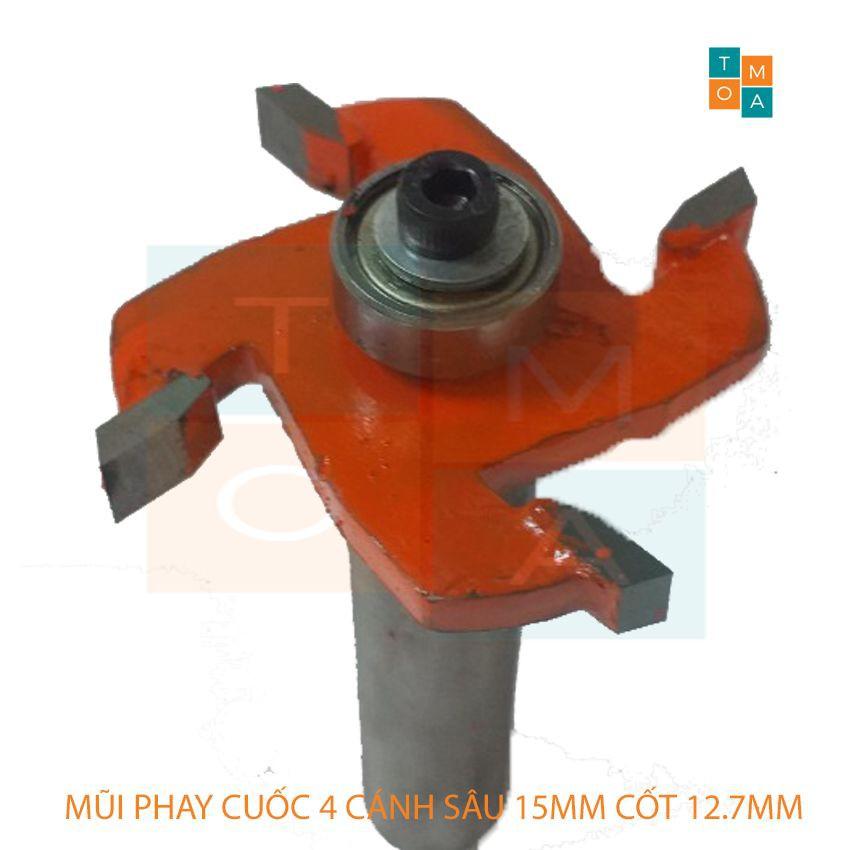 MŨI SOI GỖ - MŨI CUỐC GỖ 4 CÁNH RỘNG 15MM SÂU 15 MM - MŨI PHAY RÃNH ĐẦU BI