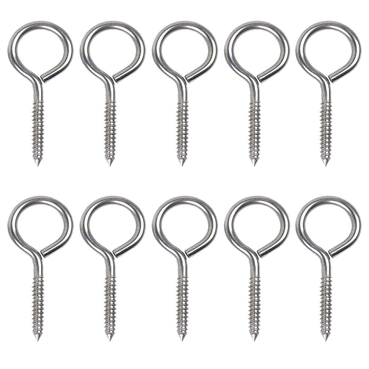 10 cái M4 x 50 Vít cừu mắt tròn Bu lông mắt bằng thép không gỉ 304 với sợi gỗ Vít gỗ tự vòng Vít khai thác Vít tự khoan để sử dụng ngoài trời và trong nhà