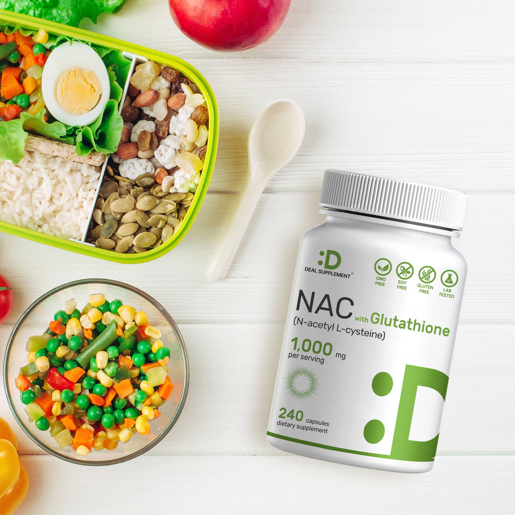 Deal Supplement Nac 1000mg With Glutathione - 240 Viên Thực Phẩm Bổ Sung Giải Độc Gan, Bảo Vệ Gan Tốt Nhất