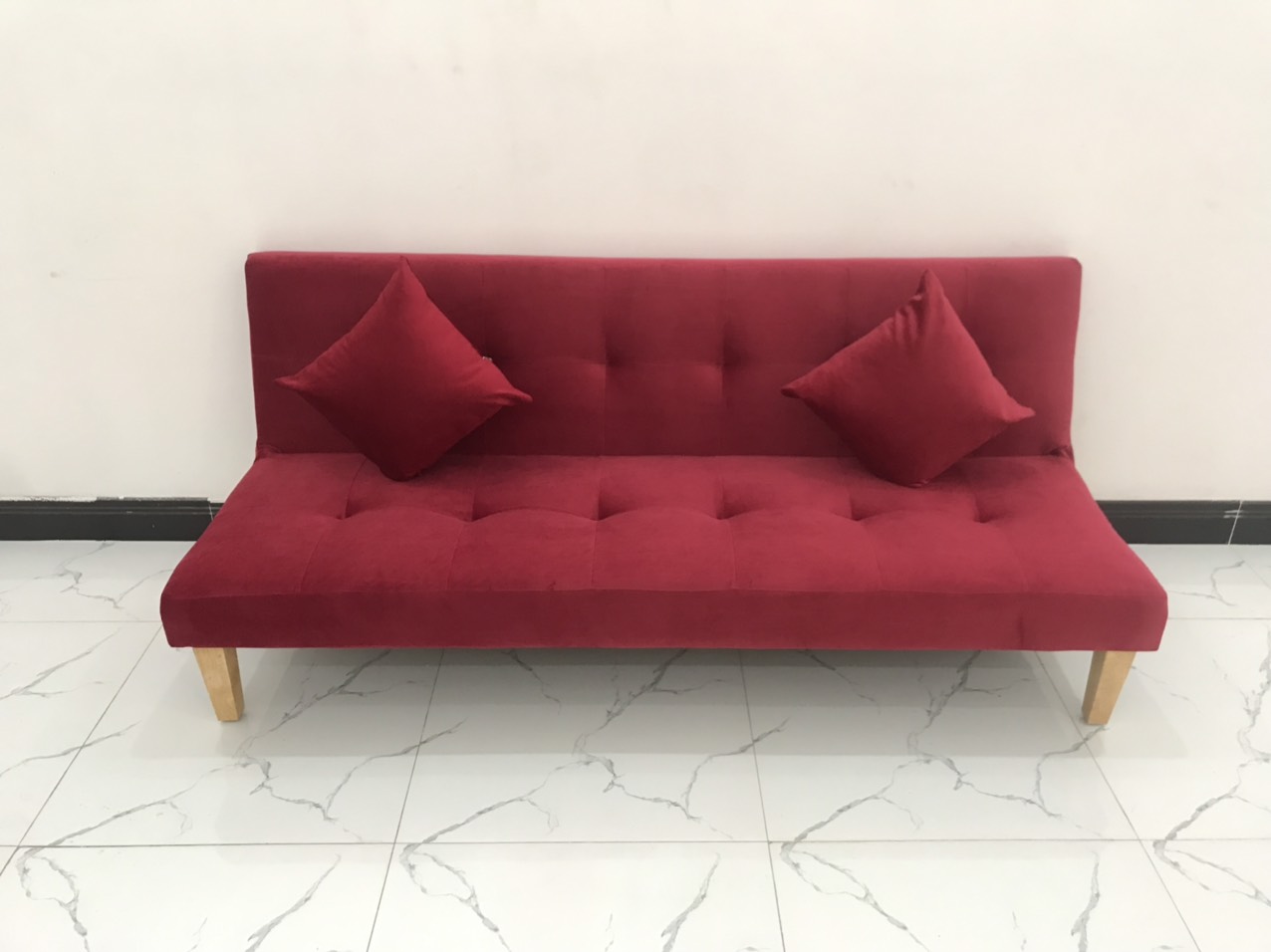Ghế sofa giường đỏ đô vải nhung nhiều kích cỡ