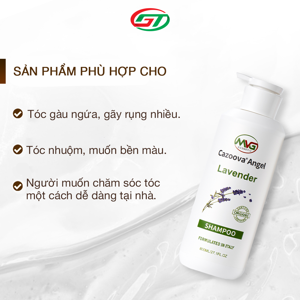 Dầu gội đầu Sạch Gàu, Phục Hồi Hư Tổn giảm thiểu tóc gãy rụng Cazoova Lavender 800ML