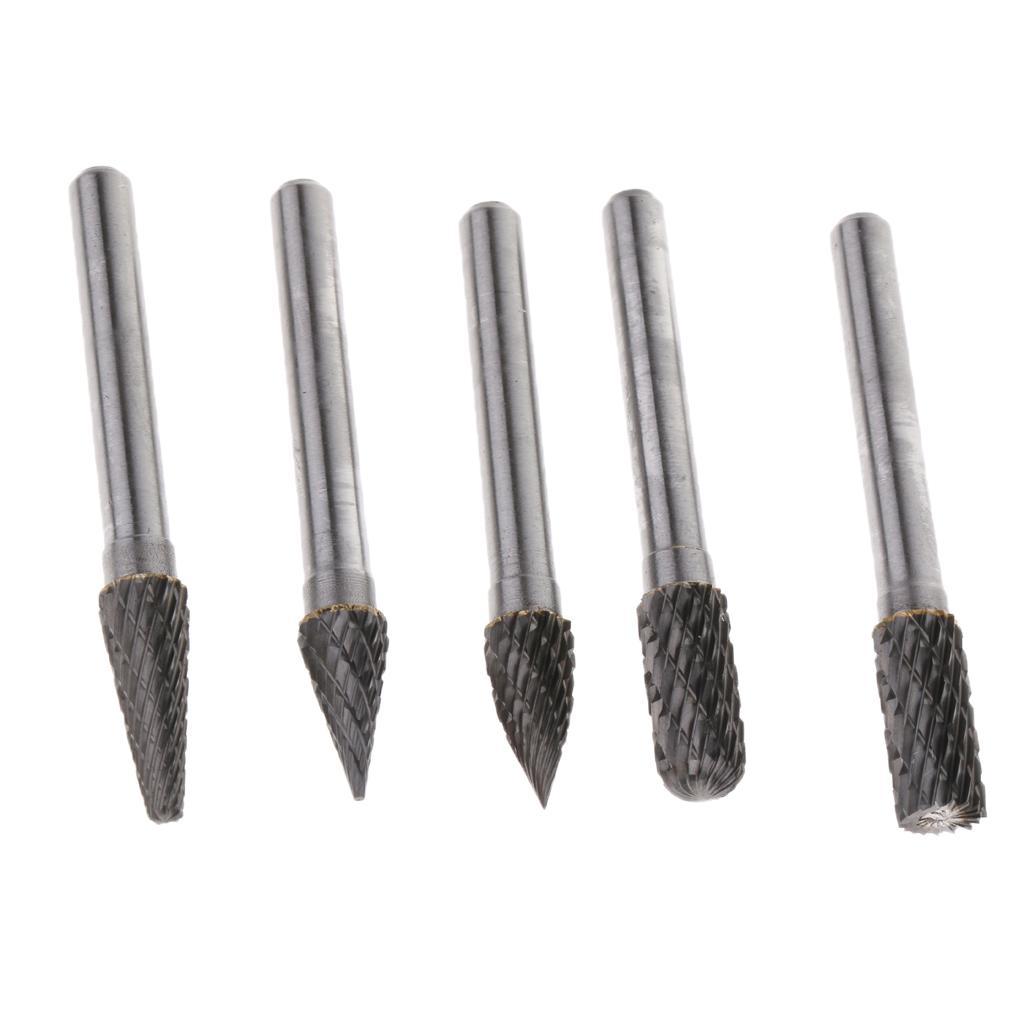 10 Pieces 6mm Shank Double Cut Carbide Rotary Burr Die Grinder Carving Bit for Woodworking Carving Engraving Polishing