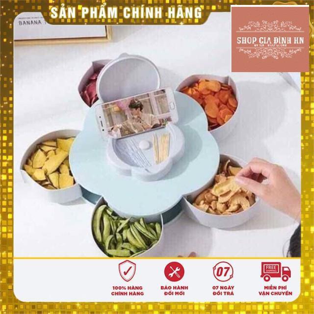 Khay đựng mứt tết, bánh kẹo hoa quả 1 tầng 5 cánh xoay 360 độ sang trọng tiện dụng
