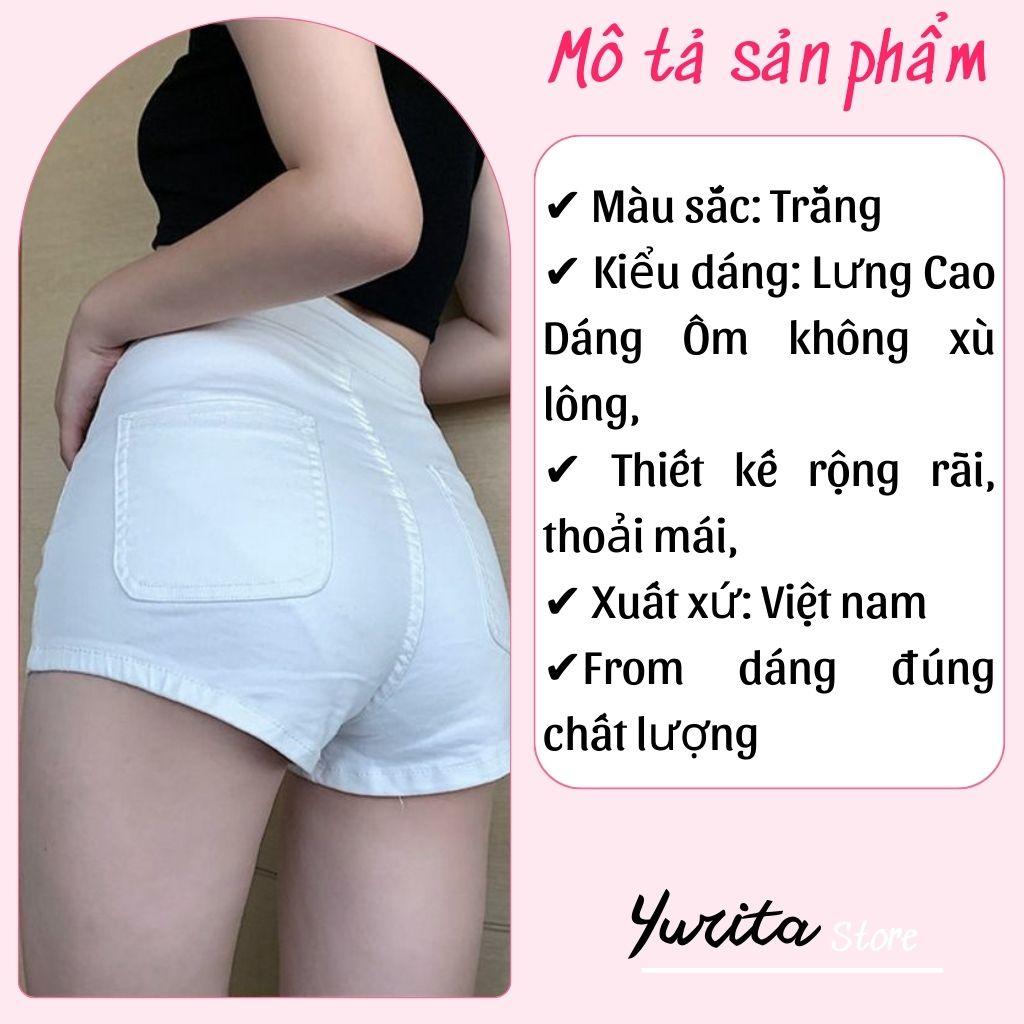Quần short Jean Trắng đùi nữ Yurita dance cạp cao lưng cao co dãn 4 chiều - Quần đùi cạp cao hách dáng cho nữ