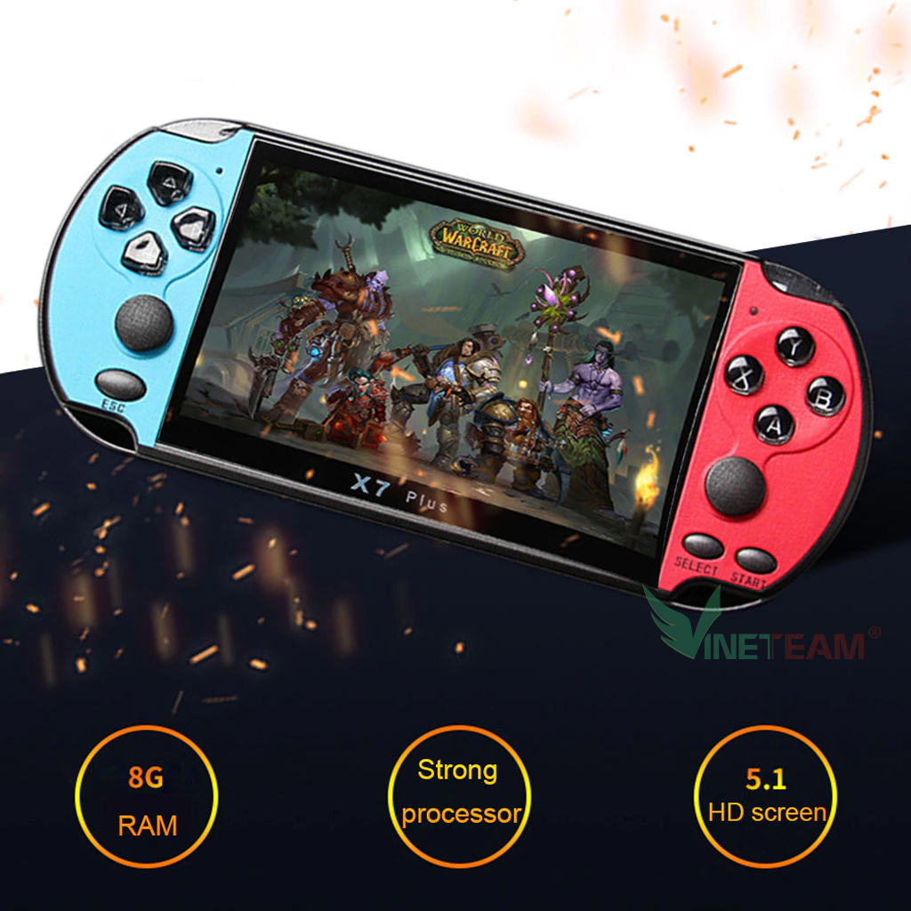 Máy Chơi Game Cầm Tay Vinetteam X7/X7 Plus Nghe Nhạc Xem Phim Chơi Game Màn Hình 4.3inch Bộ Nhớ 8Gb Tích Hợp 900 Trò Chơi - Hàng Chính Hãng